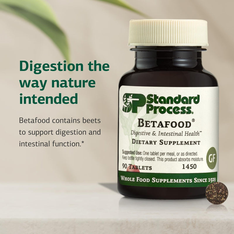 Standard Process Betafood - Supports Digestion & Intestinal Function with Beets - Aids a Healthy Heart & Liver Health - Gluten-Free, Non-Dairy & Non-Soy - 90 Tablets (90 Servings) 90 Count (Pack of 1)