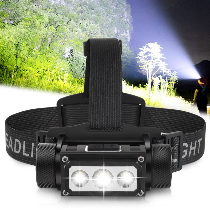 Headlamp Rechargeable, 4000 Lumen Headlamps for Adults, Super Bright LED Headlight Flashlight 6 Modes 160 Degree Adjustable Hardhat Headlamp