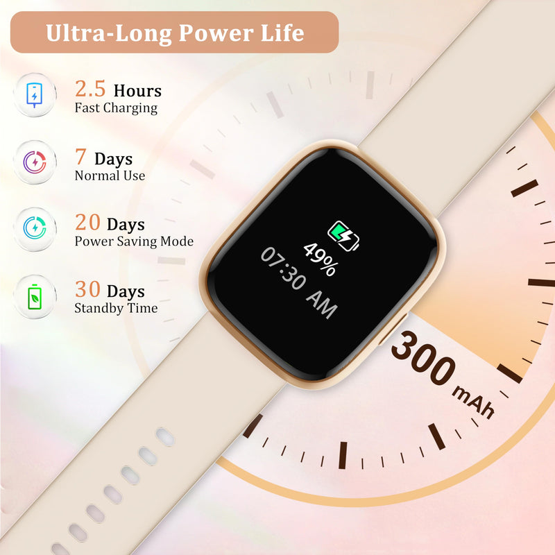 Smart Watch for Women Men, 2026 Upgrade Smartwatch [2 Bands, 44mm case], 1.83" Fitness Tracker Watch Alexa Built-in, Make/Answer Call, HR Sleep Stress Monitor, IP68 Waterproof Step Counter Watch Pinkish Beige
