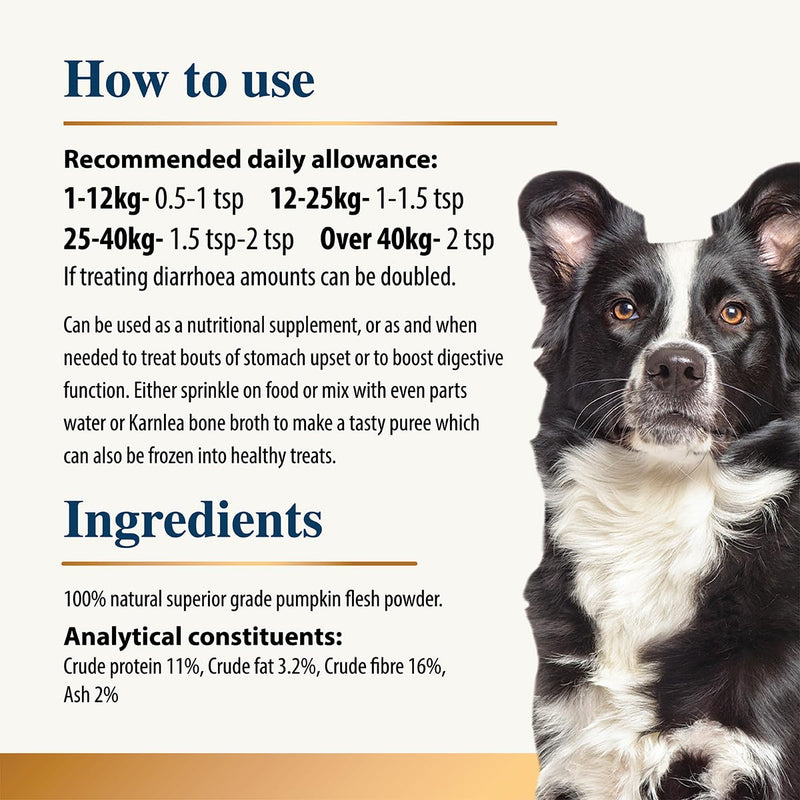 Pumpkin Powder for Dogs - 100% Organic Pumpkin | Natural Fibre for Dogs | Stool Firm | Prebiotic Digestive Aid | Diarrhea Treatment | Canned Pumpkin Alternative | 100g Pumpkin Powder