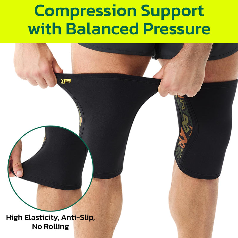 Knee Brace for Women Men (1 Pair) 5mm Neoprene Knee Compression Sleeve Knee Support, Non-Slip Braces for Training & Fitness, Weightlifting, Black Ink S Small Ink Splatter