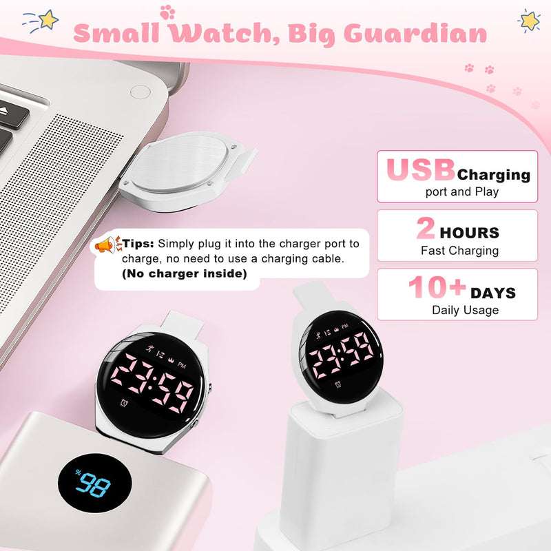 Kids Digital Watches for Girls Boys, Sports Watch with Fitness Tracker, Pedometer, Alarm Clocks, Stopwatch, No App Needed & Waterproof Kids Watch, Gift for Teens Girls Boys Ages 5-14 T6F-BlackPink-Y