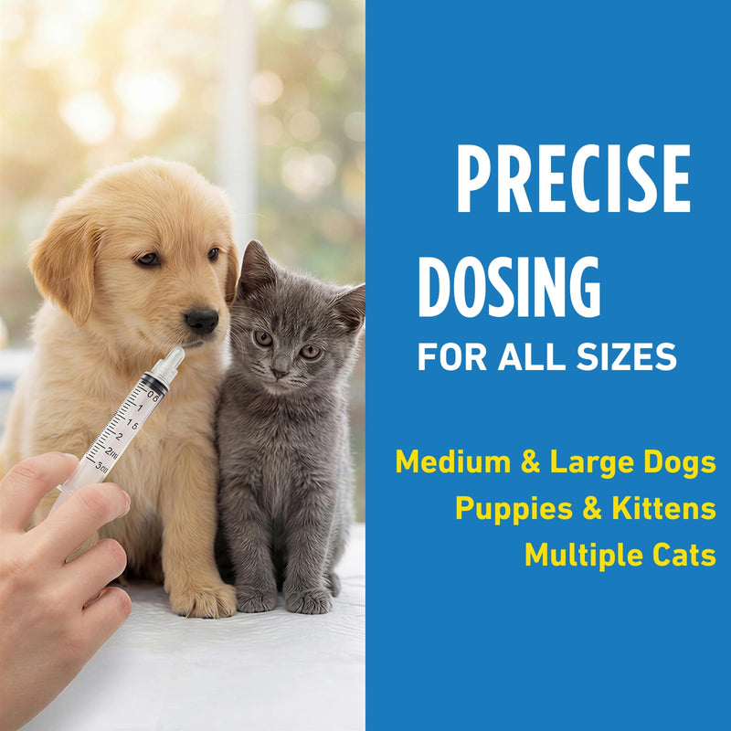 Dewormer for Cats & Dogs Broad Spectrum Praziquantel & Pyrantel Pamoate Liquid Tapeworm, Roundworm & Hookworm Treatment Easy to Dose for Kittens & Puppies 100mL (3.38 fl oz)
