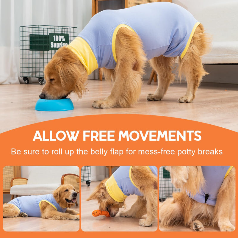 Avont dog bodysuit after surgery wound protection suits, body for neutered male dogs, body for female dogs after surgery, post-operative recovery clothing to prevent dogs from licking wounds - blue (L) L blue - BeesActive Australia