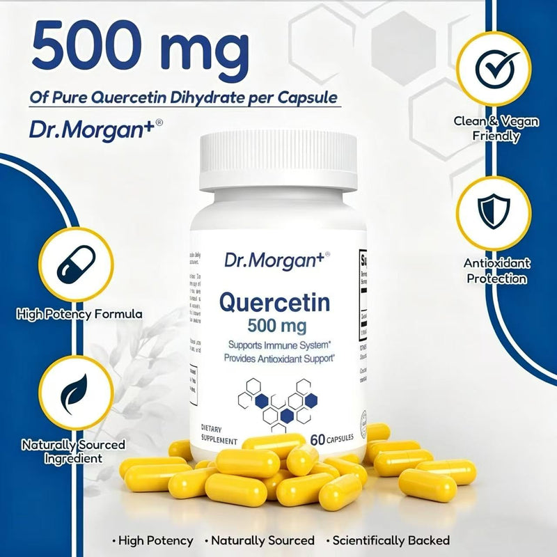 Dr. Morgan Quercetin 500mg Supplement-Bioflavonoid Antioxidant for Immune Support & Cellular Health-Natural Supplement-Made in Canada-60 Capsules