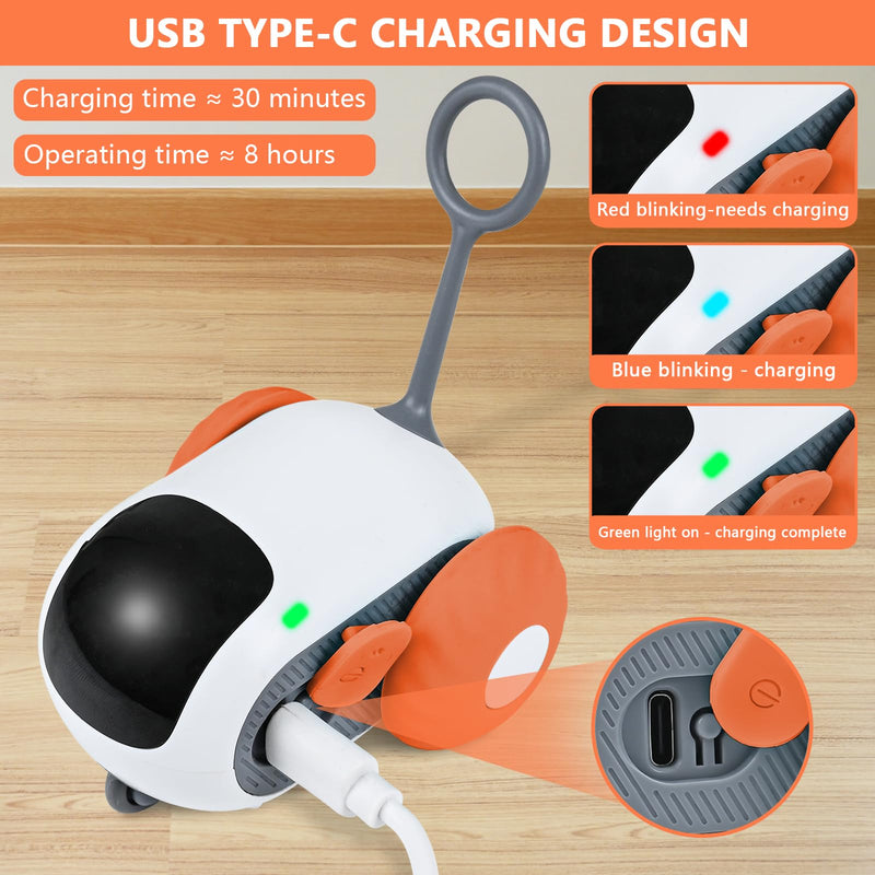 Remote Control Smart Electric Cat Toy Car, Interactive Cat Toys for Indoor Cats, Teazys Cat Toy Turbo Tail 2.0, Automatic Moving Mouse Cat Chase Toys for Bored Indoor Adult Cats Kittens (Orange) Orange - BeesActive Australia