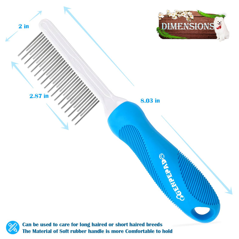 Grooming Comb for Dogs and Cats with Long & Short Stainless Steel Metal Fine Teeth for Detangling Matted Hair - Pet Detangler Comb for Removing Tangles, Knots, Loose Fur from The Undercoat - BeesActive Australia