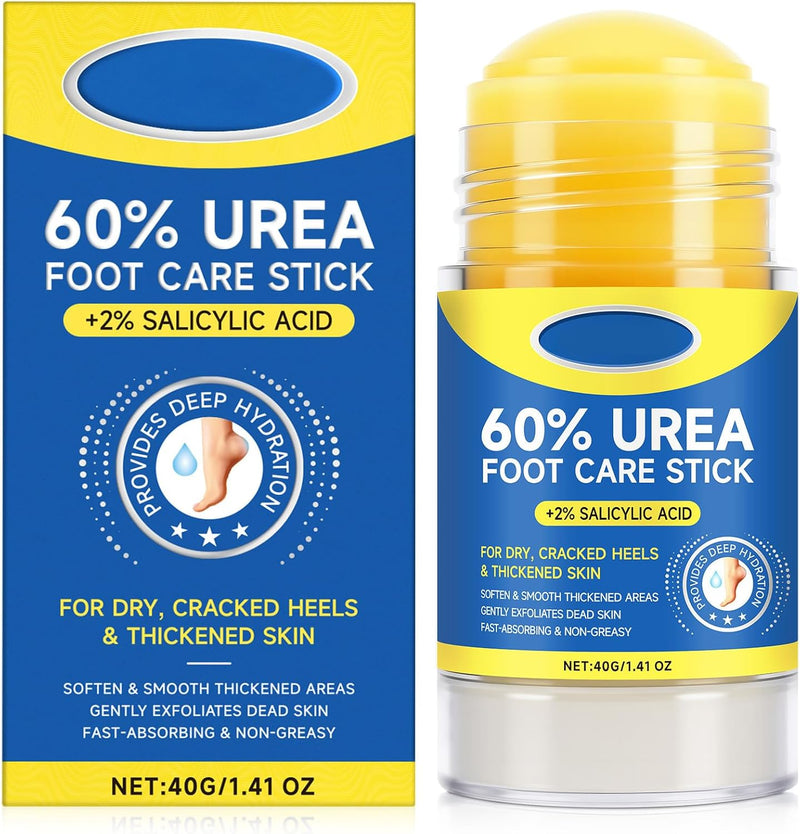 60% Urea with 2% Salicylic Acid Foot Care Stick, Maximum Strength Urea Foot Cream Callus Remover for Dry Cracked Heels, Hands, Knees, Exfoliating Moisturizer, Dead Skin Remover Foot Balm 1.41oz 1.41 Fl Oz (Pack of 1)