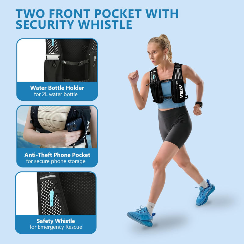 Esoes Running Hydration Vest for Women & Men, Running Vest Pack with 2L Water Bladder Lightweight Water Backpack for Hiking Trail Cycling Race Marathon