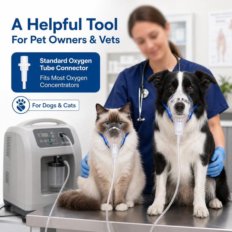 Pet Oxygen Mask for Cats and Dogs, Universal Fit, Compatible with Oxygen Concentrators, Pet Oxygen Mask - Ideal for Pet Hospitals & Home Pet Owners