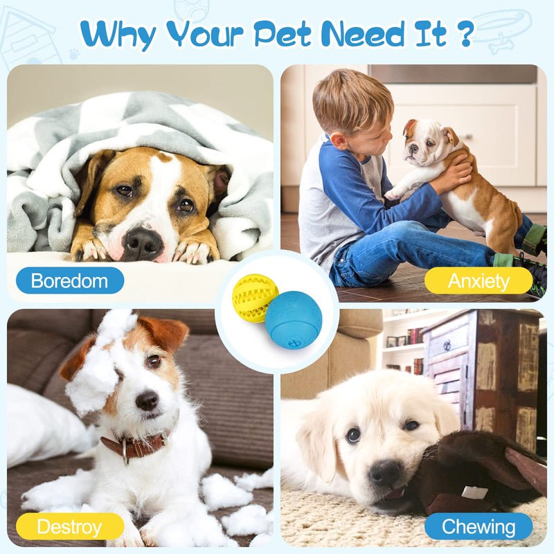 HIPPIH Dog Puzzle Toys 2 Pack, Interactive Dog Toys for Large Dogs & Small Dogs, Puppy Toys for Treat Dispensing, Durable Dog Balls for Teeth Cleaning/IQ Training, Dog Enrichment Toys for Chewing Yellow＋Blue - BeesActive Australia