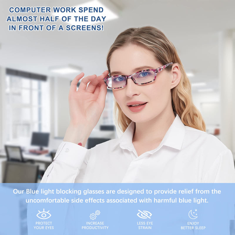 VIDEBLA 5 Pack Computer Reading Glasses Men and Women Anti Eyestrain Blue Light Blocking Glasses for Reading (5 Mix-2, 2.50) 5 Mix-2 2.5 x - BeesActive Australia