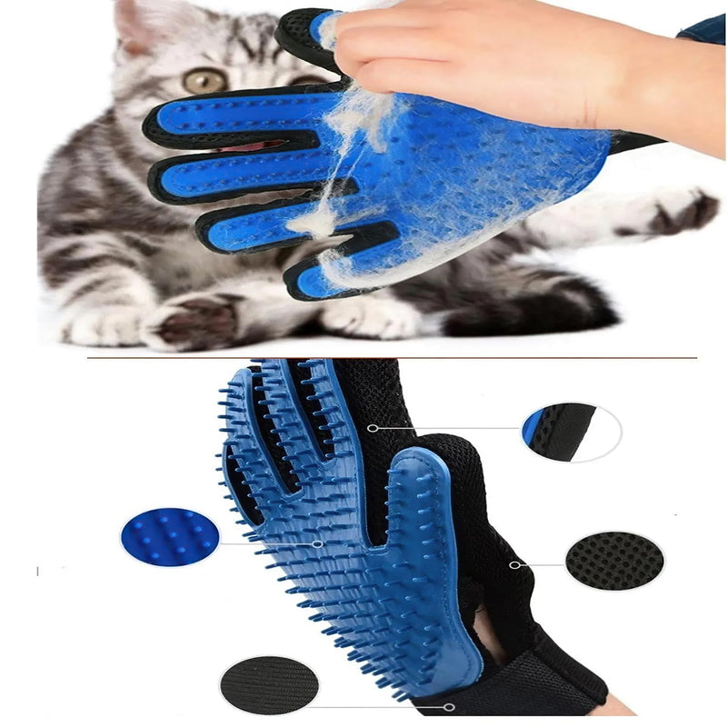 Pet Hair Removal Glove - Gentle Pet Grooming Glove Brush - De-shedding Glove Grooming Glove for Dogs, Cats, and Horses with Long/Short/Curly Hair | Pet Hair Removal Glove - 1 Pack (Right Hand), Blue - BeesActive Australia