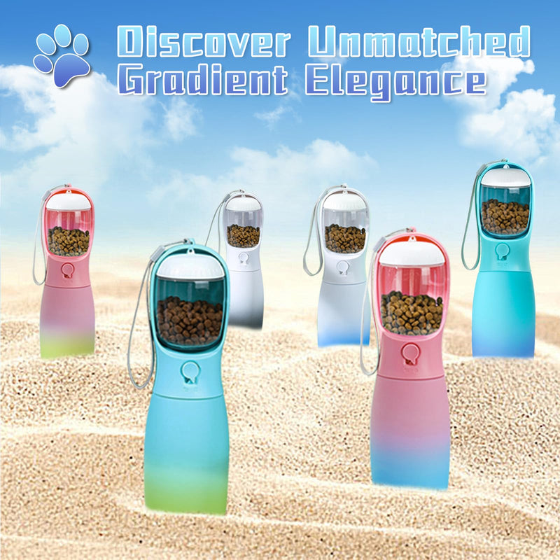 2-in-1 Portable Dog Water Bottle, Food Grade Travel Water Bottle for Dogs with Food Container, 19Oz Portable Dog Water Bowl Dispenser, Dog Birthday Gifts, Dog Accessories (Blue) Blue 19Oz - BeesActive Australia