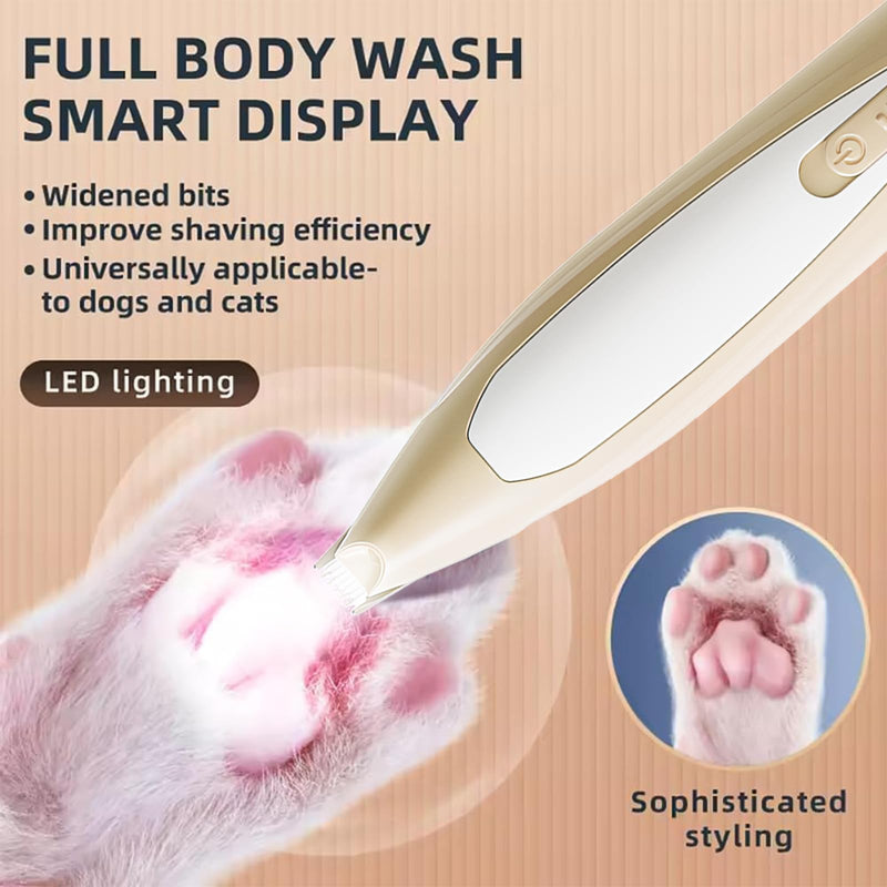 Dog Paw Trimmer, Pet Foot Hair Trimmer with LED Light, Rechargeable Low Noise Cat Hair Trimmer for Grooming Pet Hair Around Paws, Eyes, Ears, Face, Torso - BeesActive Australia