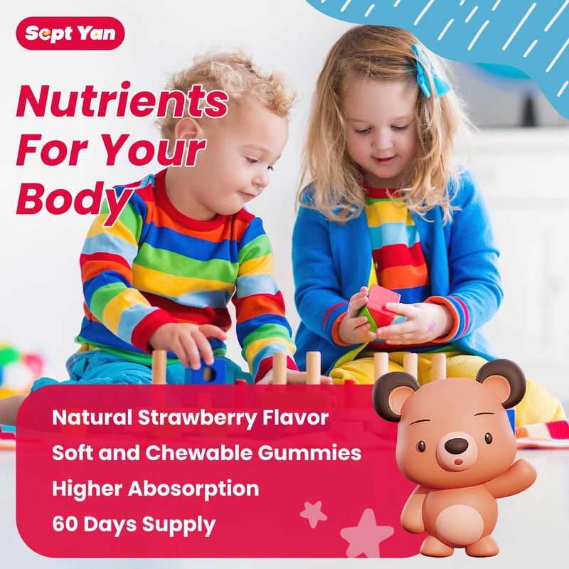 (2 Pack) Magnesium Gummies for Kids - Magnesium Citrate Supplement with Vitamin B6, L-theanine, Chamomile & Lemon Balm - Calm Magnesium for Kids & Adults Sleep, Relaxation - Strawberry,120 Gummies 120 Count (Pack of 1)