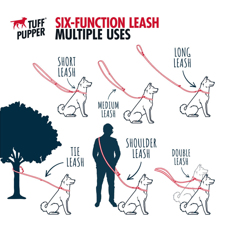 Tuff Pupper Heavy Duty Multi Function Crossbody Leash | 6 Uses in One Cross body Leash | 8 Feet Hands Free Leashes | Two Dog Leashes | Ballistic Nylon & Thick Neoprene Padding, Small Medium Large Dogs - BeesActive Australia