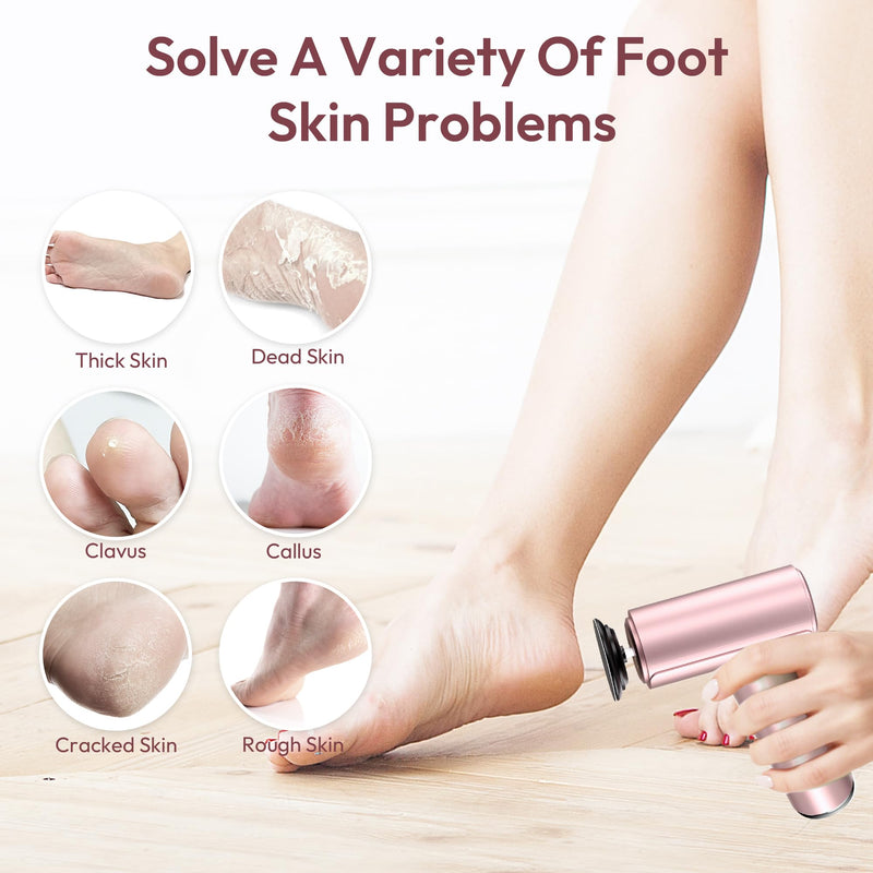 Electric Foot Callus Remover - 2 in 1 Rechargeable Electric Callus Remover for Feet, Pedicure Tools with 70pcs Sandpapers, Professional Foot Scrubber File for Dead Skin - Pink - BeesActive Australia