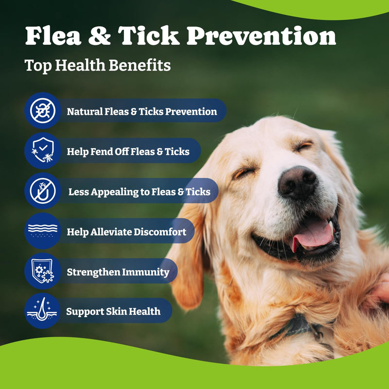 Flea & Tick Prevention for Dogs Chewables, Natural Dog Flea and Tick Control Treatment, Oral Flea Pills, Dogs Supplement, Natural Shield 5-in-1 Protection, Beef & Carrot Flavor, 180 Soft Chews Beef & Carrot-180-Blue
