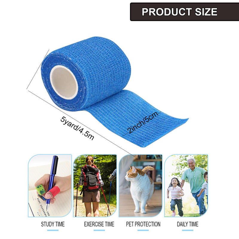 ANAMPION 8 Pack Self Adhesive Bandage Wrap Vet Wrap 2 Inch x 5 Yards Non-Woven Breathable Elastic Self-Adherent Tape for Stretch Athletic, Sports, Wrist, Ankle (Mix) 2IN Mix-8 - BeesActive Australia