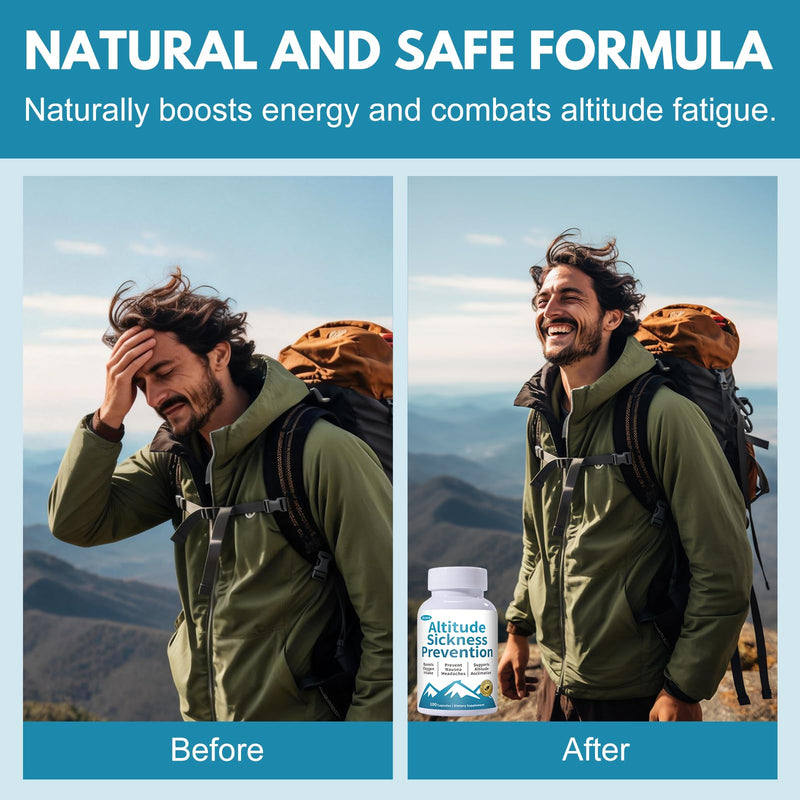 Altitude Sickness Prevention - Altitude Pills for Ski, Hike & Mountain Trips - with Vitamin C & Ginkgo Leaf Extract for Oxygen & Energy Balance, 100 Capsules