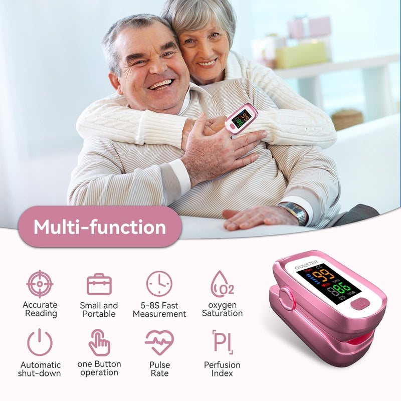 Blood oxygen meter finger, Oxygen meter finger pulse oximeter, Pulse oximeter for kids and Adult, Oxymeter Pulse OX for Sports Aviation Use Pink1 - BeesActive Australia
