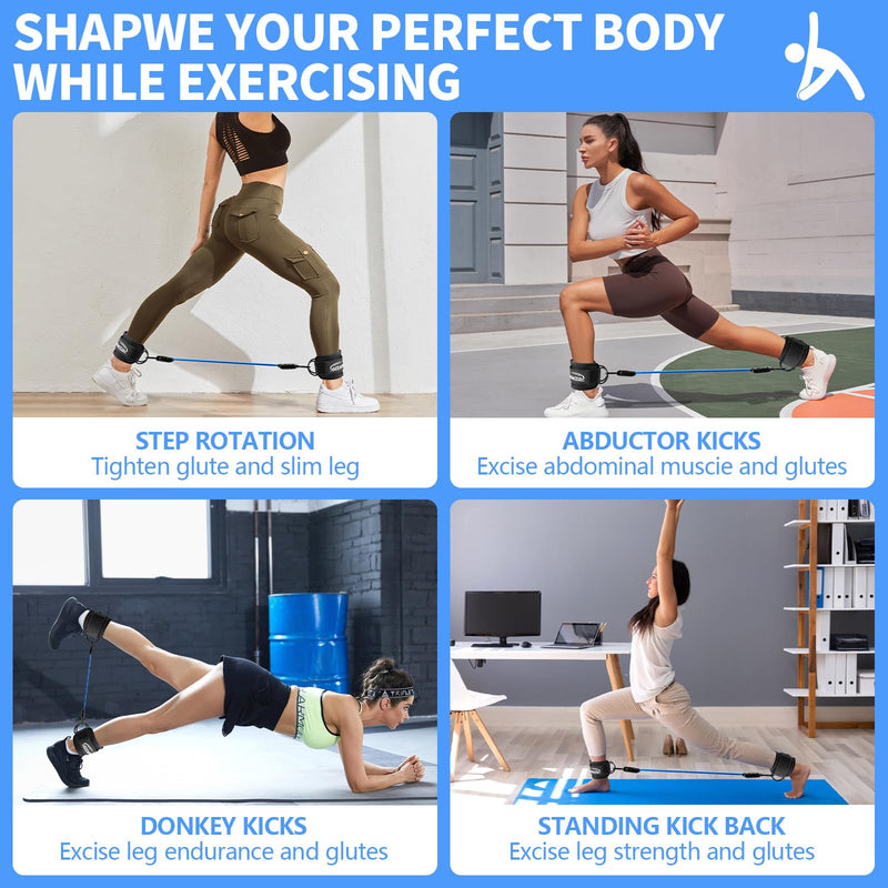 Ankle Resistance Bands with Cuffs, Resistance Bands for Leg, Ankle Bands for Working Out, Booty Workout Equipment for Kickbacks Hip Fitness Training Ankle Strap with Exercise Bands for Women BLACK - BeesActive Australia
