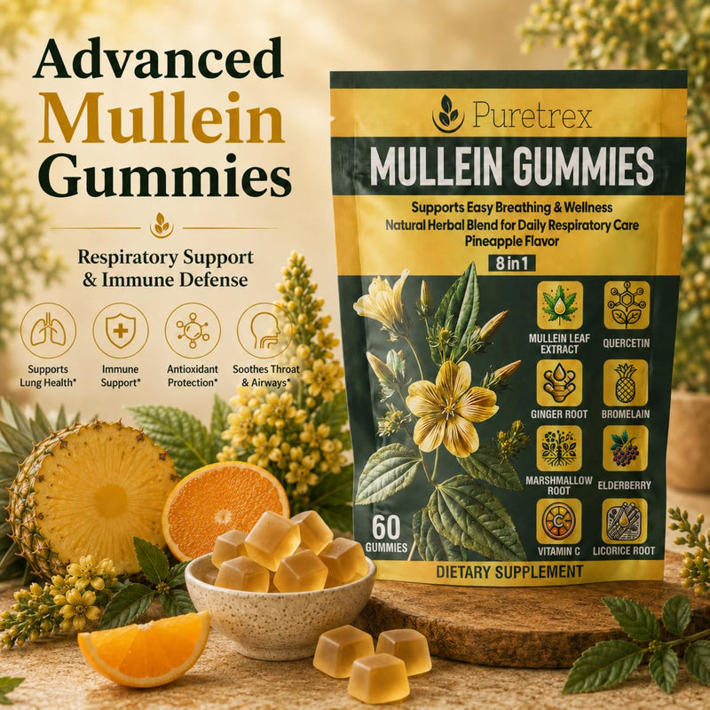 Mullein Gummies 60 Count, Elderberry, Vitamin C, Pineapple Flavor