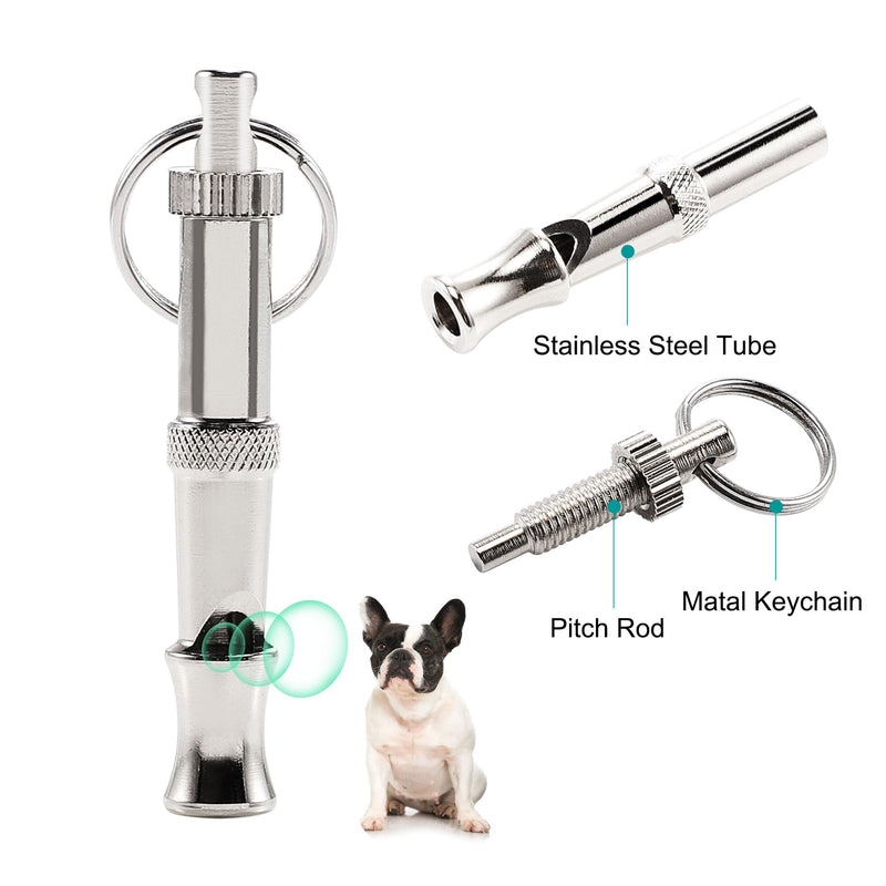 uxcell 1PC Dog Whistle to Stop Barking, Adjustable Sound Pitch Dog Whistle with Keychain, Professional Recall Pet Puppy Cat Dog Training Whistle for Bad Behavior, Silver Tone - BeesActive Australia