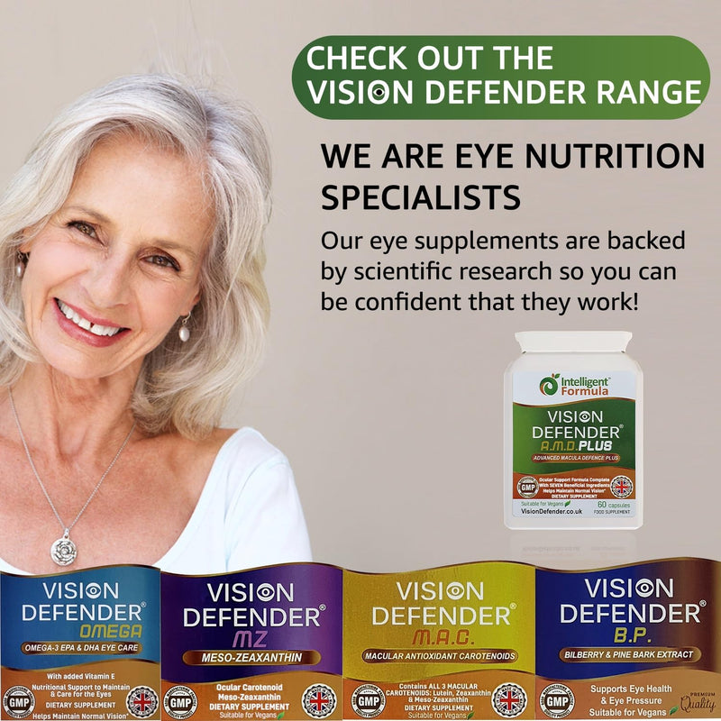 Vision Defender Plus Eye Supplement: AREDS2 Formula Vitamins, Minerals (Lutein, Zinc) Enhanced with Meso-Zeaxanthin for Complete Eyes/Eyesight Health Care & Support. 60 Easy-to-Swallow Vegan Capsules | Enhanced Eye Health Vitamins, Lutein & Zeaxanthin,...