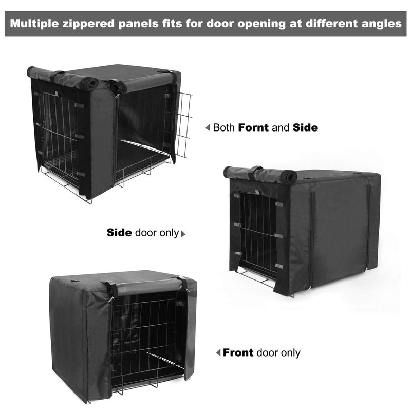 Durable Dog crate cover Double Door for large pet Kennel Covers Universal Fit for 24 30 36 42 48 inches Wire Dog Crate (24 Inch (24" L x 18" W x 20" H))-Black 22.0"L x 16.0"W x 18.0"H - BeesActive Australia