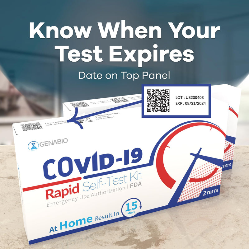 Genabio COVID-19 Antigen Rapid Self-Test Kit (2 Pack) – FDA EUA Authorized | 15-Minute At-Home Results | OTC Nasal Swab – Ages 2+ (1 Pack, 2 Tests) 1 Pack-2 Tests