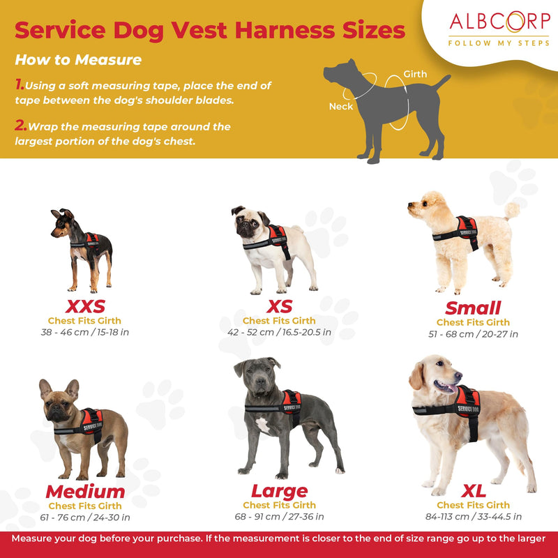 ALBCORP Service Dog Vest Harness - Reflective - Woven Polyester & Nylon, Comfy Mesh Padding, Extra Small, RED XS 16.5''- 20.5'' Girth - BeesActive Australia