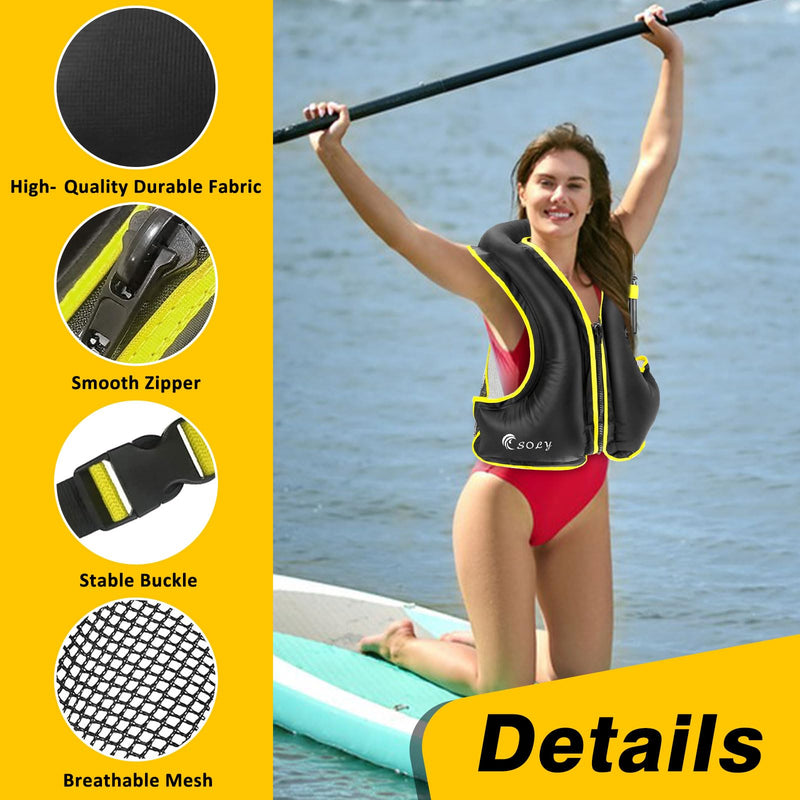 SOLY Inflatable Snorkel Vest for Adults，Snorkeling Vest，Snorkeling Vest for Kayaking Canoeing Water Sports Safety. blue