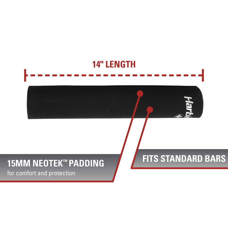 Harbinger NeoTek Foam Core Bar Pad, Standard 14" & Olympic 16" for Squats, Lunges, Hip Thrusts, Weightlifting Standard 14-Inch