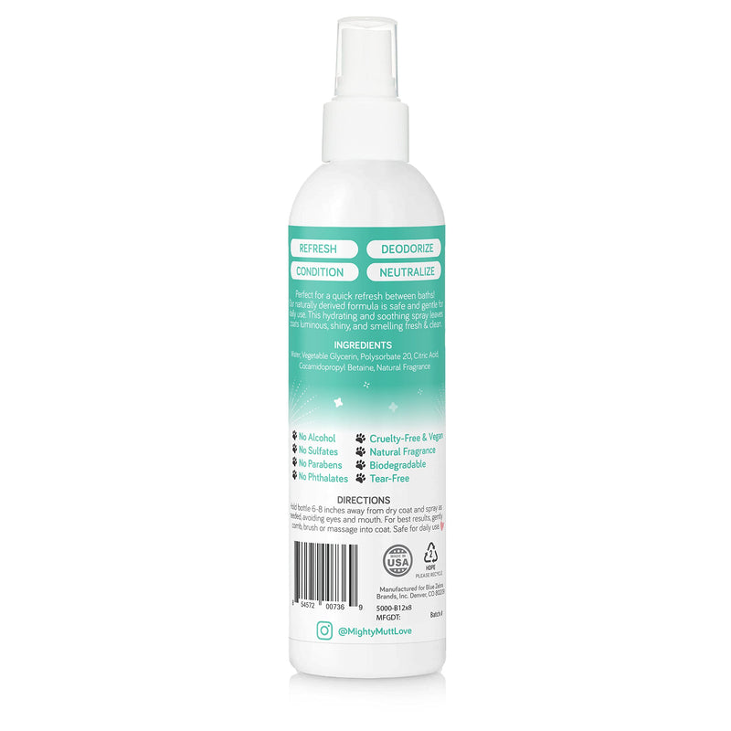 Mighty Mutt Natural Deodorizing Dog Spray | Odor Control and Freshening | Dog Spray for Smelly Dogs | Hypoallergenic, Calming and Moisturizing | Soft Rain, 8oz - BeesActive Australia