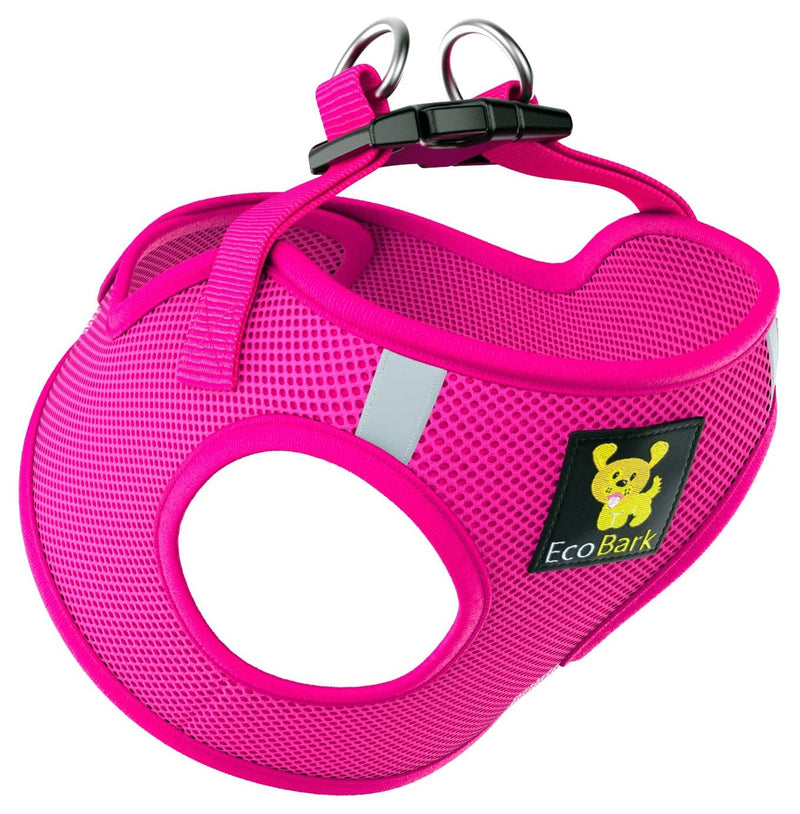 EcoBark Pink XXXS Dog Harness, Soft Mesh No Pull Mini Body Halter for Toy Breeds up to 10in, Escape Proof, Recycled Straps, Adjustable, Teacup Dog Harness Vest Under 5lbs XXXS- 2 to 3 lbs- Chest up to 10 in (Pack of 1) - BeesActive Australia