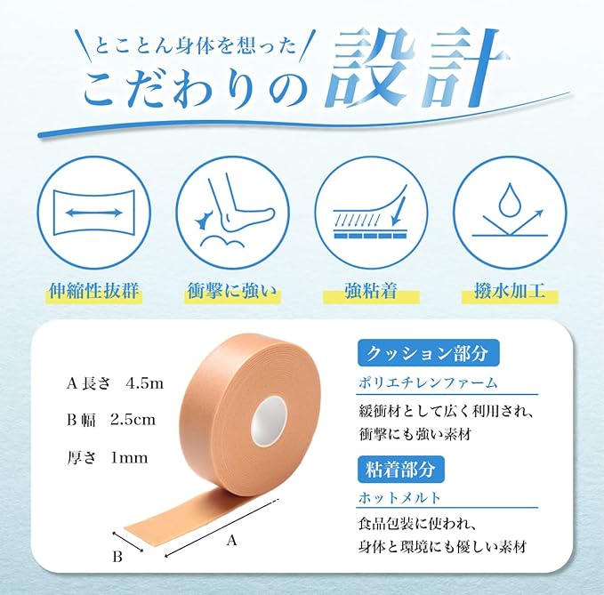 OMRAY (Doctor of Medicine Recommended) Anti-Scratching Tape 2 Roll Set, Heels, Prevents Scrubbing and Scrubbing (Beige) - BeesActive Australia