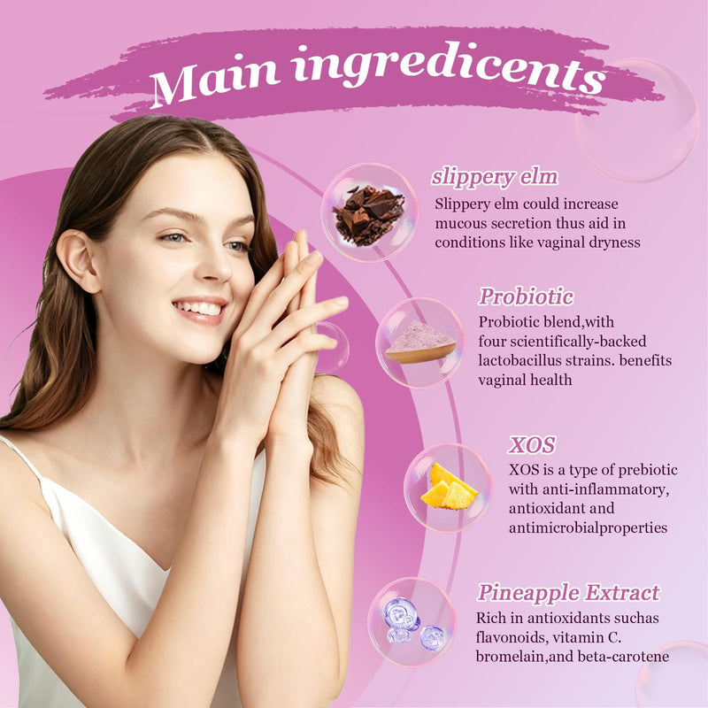 Her Juicy Feminine Probiotics Gummies for Women | Pineapple Flavor | Supports pH Balance, Gut Health & Immune System | with Slippery Elm, Prebiotics & Lactobacillus Blend | 60 Gummies (2pcs) 2pcs