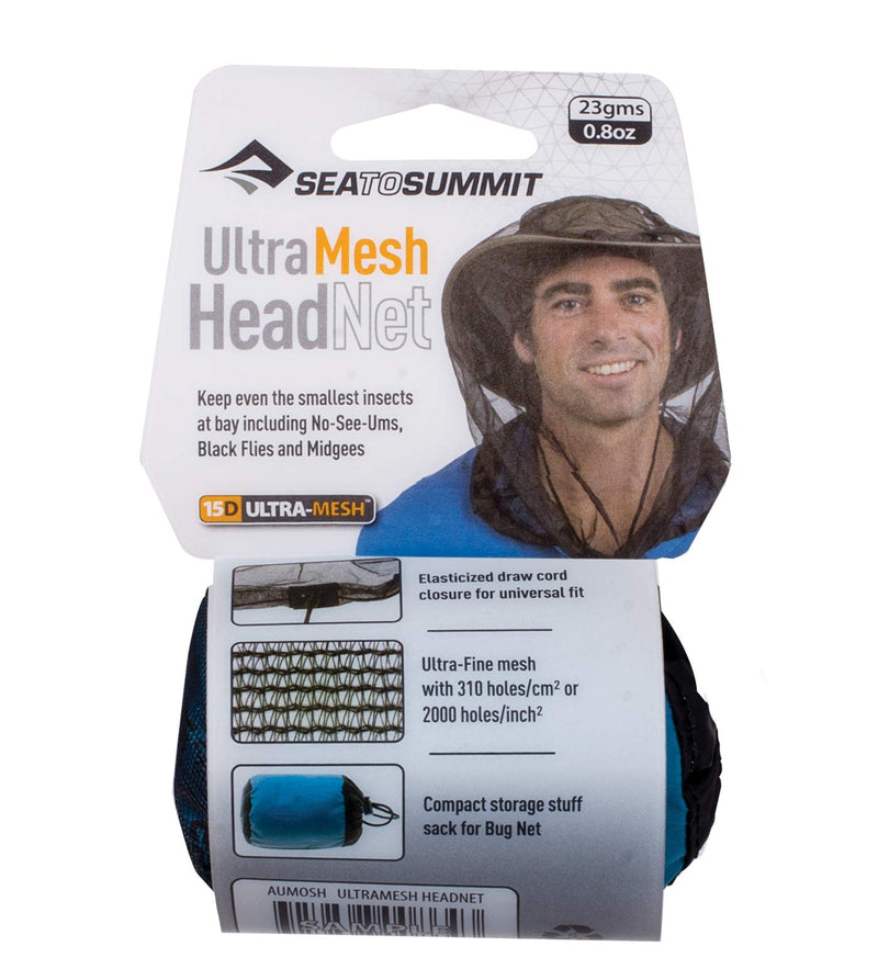 Sea to Summit Ultra-Mesh Mosquito Head Net for Midges, No See-ums and Small Insects Fine Mesh Headnet Black - BeesActive Australia