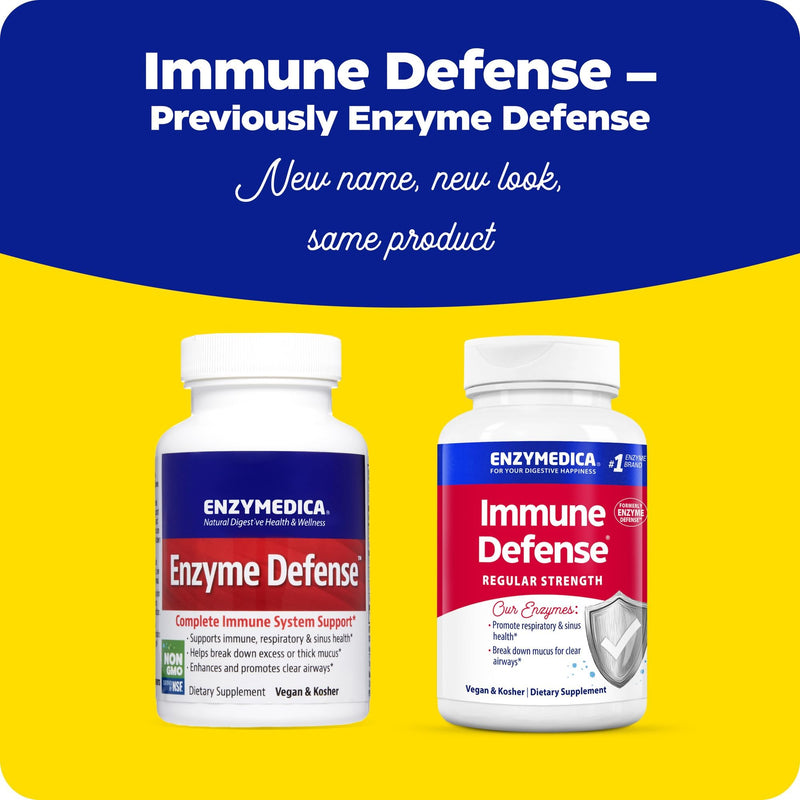 Enzymedica Immune Defense Regular Strength Caps - 120 Capsules | Proteolytic Enzyme Supplement for Men & Women, Immune Health Support Supplement with Protease, Catalase, Vegan 120 Count (Pack of 1)