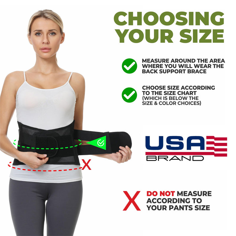 NeoTech Care Lower Back Brace for Women or Men, Lumbar Back Support Belt (Black, Size XL) Black