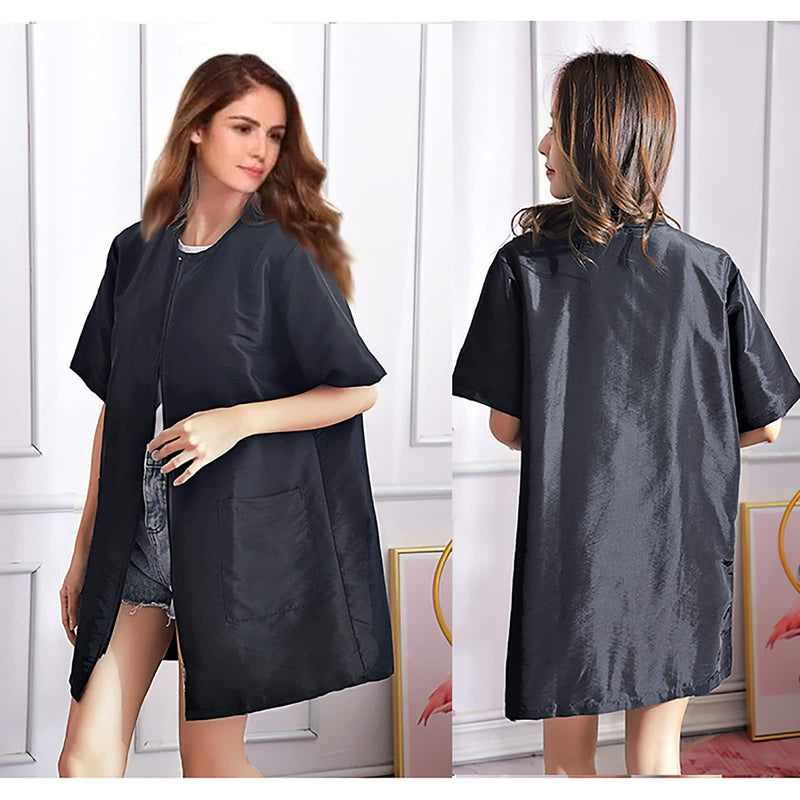 Gliitatu Dog Grooming Smock with Full Zipper, Non-Sticky Hair Groomer Smock Cosmetic Smock Hair Stylist Barber Jacket (3XL,Black) type-B 3X-Large - BeesActive Australia