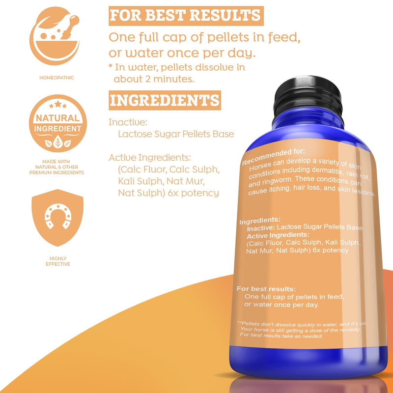 Healthy Animals 4Ever All-Natural Horse Skin Conditions Support - Helps Prevent Dermatitis, Rain Rot & Ringworm - Supplements for Horses - Homeopathic & Highly Effective - 300 Tablets - BeesActive Australia