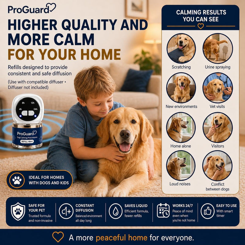 ProGuard® Dog Calming Diffuser Refill 6 Pack Cat Calming Pheromone Diffuser Refill Dog Plug in Pheromones Cat Stress Diffuser Dog Pheromones Calming for Dogs Anxiety and Stress 48ml Vial-180 Days