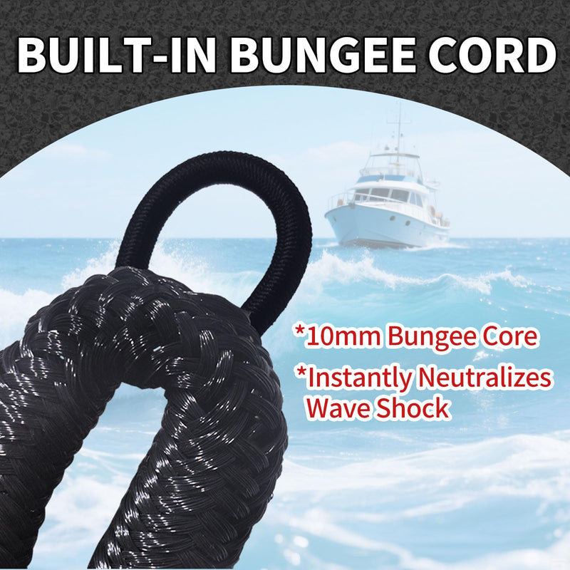4ft Boat Ropes for Docking with Loops – Heavy-Duty Bungee Dock Lines for Boats, Jet Skis, Kayaks (Stretches to 5.5ft), Pack of 4, Pack of 4 (Black) Black