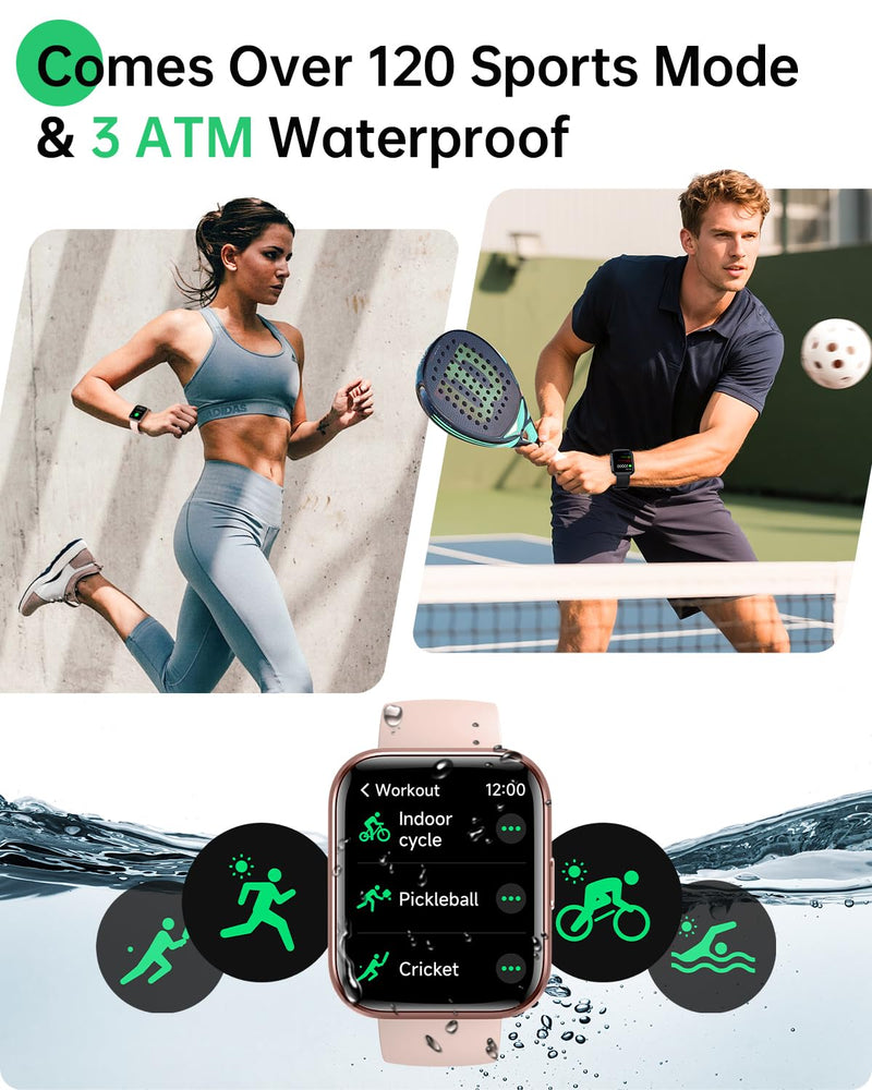 Smart Watches for Women, 1.83" Alexa Smart Watch for Android & iPhones with Call/SMS/Reminder, 120+ Sport Modes Fitness Watch with Sleep/Heart Rate Monitor, Activity & Health Tacker, 3ATM Sport Watch Soft pink