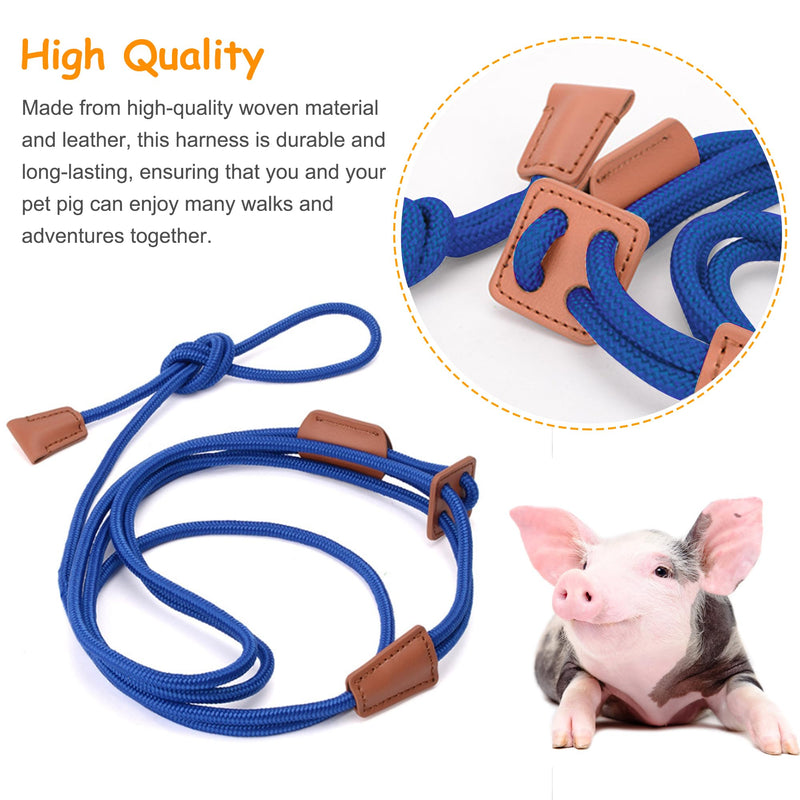 Mini Pig Harness & Leather, Pet Pig Supplies, Adjustable Rope (9 inches Long -1/2 inches Diameter), Suitable for Small and Medium-Sized Pet Pigs(Blue) Blue - BeesActive Australia