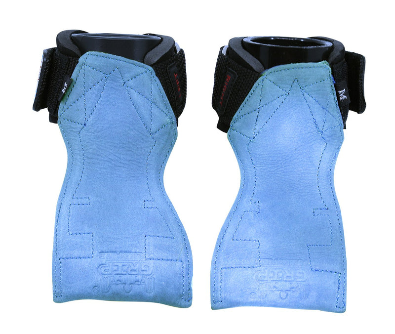 Lifting Grips PRO Weight Gloves Heavy Duty Barbell Gymnastics Straps Alternative to Power Hooks Deadlifts Adjustable Neoprene Padded Wrist Wrap Blue Nubuck Leather Large 7.50"-8.50" Wrist Size