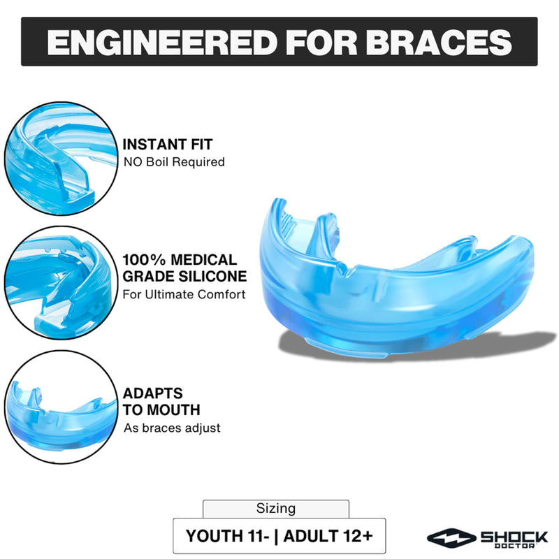 Shock Doctor Mouth Guard for Braces, Blue, Youth - BeesActive Australia